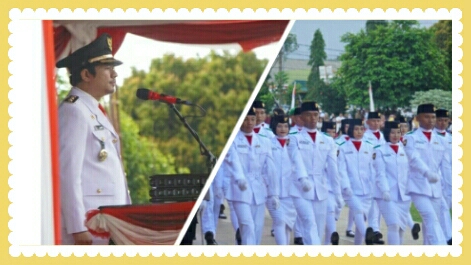 Wakil Bupati Bengkulu Utara Arie Septia Adinata,SE.MAp pimpin upacra penurunan bendera HUT RI ke 77