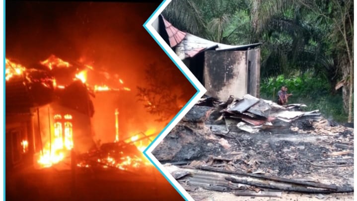 Kebakaran terjadi dini hari, sekira pukul 04.00 WIB hinga meluluh lantakan rumah dan satu unit warung manisan yang berada di samping rumah korban