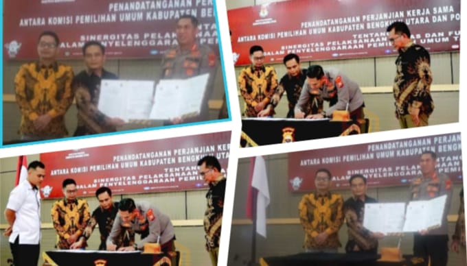 Kapolres Bengkulu Utara dan KPU Teken MoU Pemilu 2024