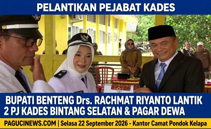 Bupati Bengkulu Tengah, Drs. Rachmat Riyanto, S.T.M.AP. melantik dua Pejabat (Pj) Kepala Desa